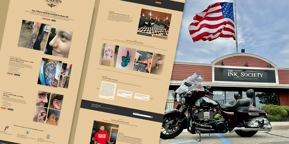 Professional website design & branding for a local tattoo & piercing studio in Jenison, MI.